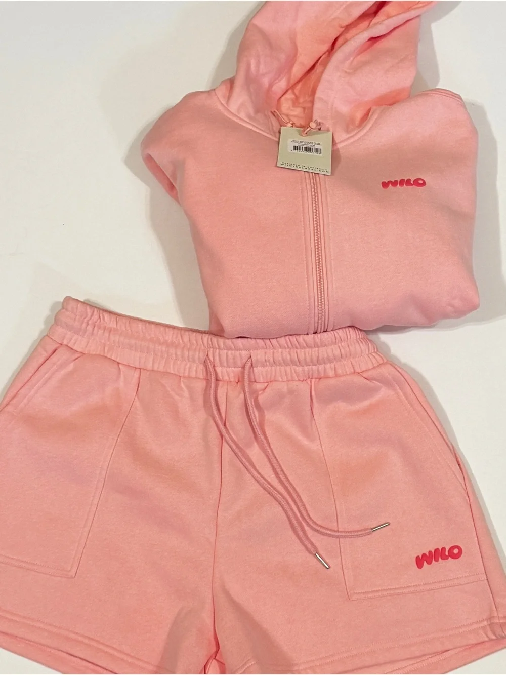 Wilo Wellness Club Pink Matching Set NWT Medium Hoodie Shorts Athleisure